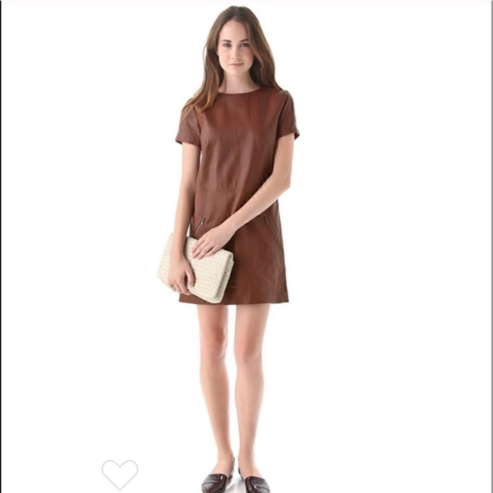 Jenni Kayne Lamb Skin Leather Zip Shift Dress XS
